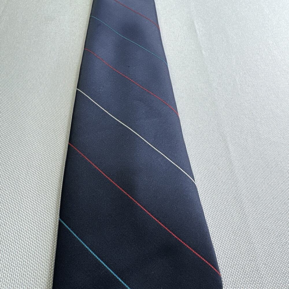 Vtg Hennessy Couture Paris New York Silk Blend Men's Tie Blue Striped Made USA